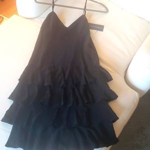 French Connection Black Silk dress with ruffles